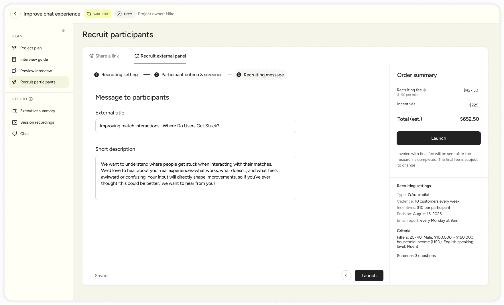 Recruit external participants suited to your study with Persona