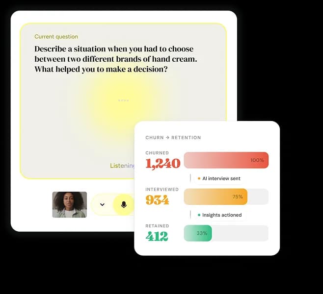 Persona churn to retention dashboard